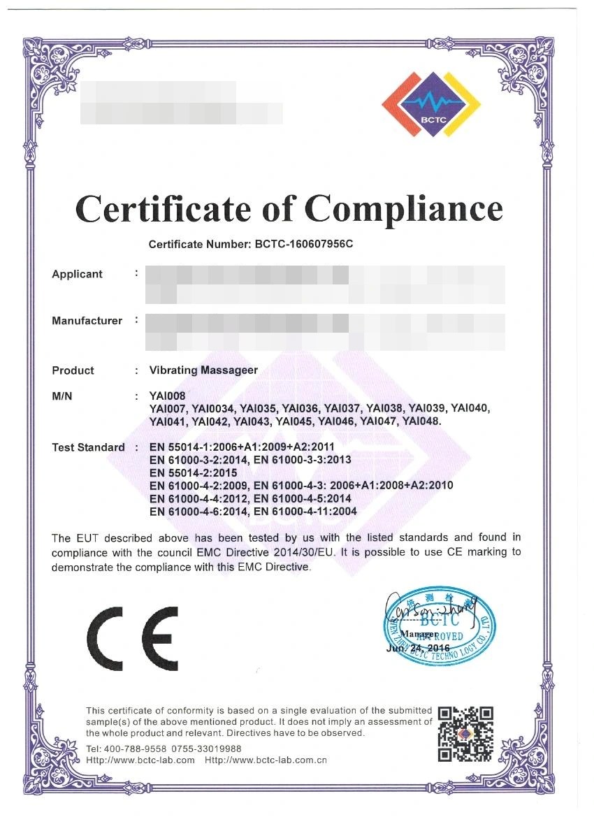 Redacted product compliance document preview