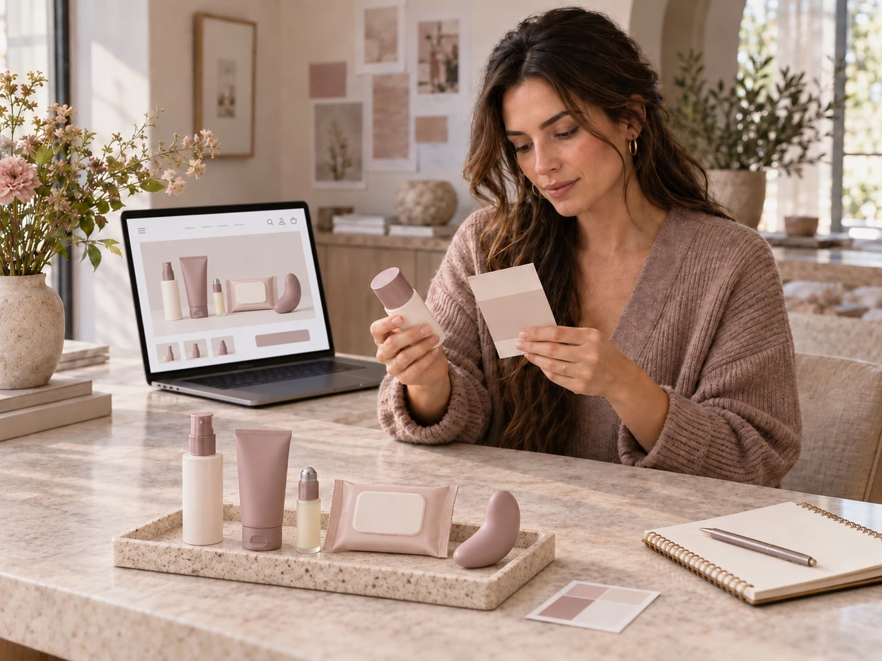 Growing wellness brand founder reviewing a product suite against an existing online assortment